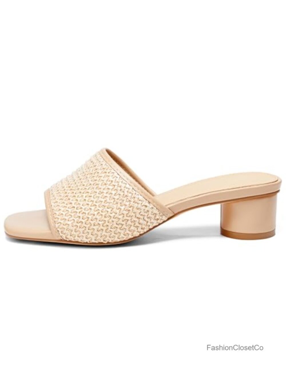 Women's Square Open Toe Chunky Heel Block Heel Slip On Sandals Mules Summer - Picture 3 of 5